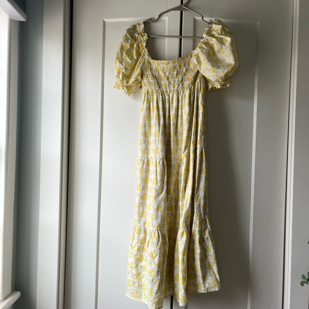 Faithfull the Brand Luisa Yellow Floral Maxi Dress